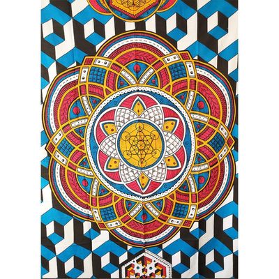 54&quot; x 86&quot; Geometric Design Multi Color Tapestry, SKU X233-TST-GEO, UPC 700317380085