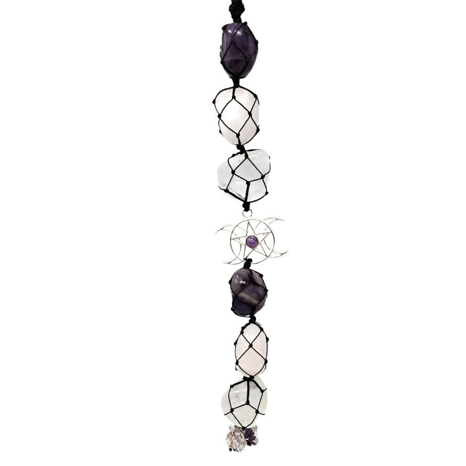 12&quot; Triple Moon Gemstone Hanging Decor, SKU L03-56-WH3, UPC 700317385752