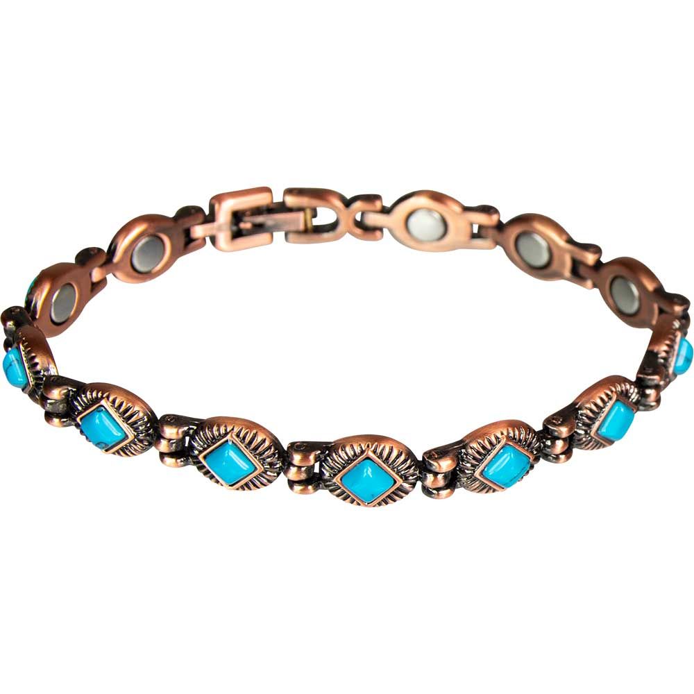 Magnetic Copper and Turquoise Link Bracelet with Magnets, SKU KH-98392, UPC 700317398882