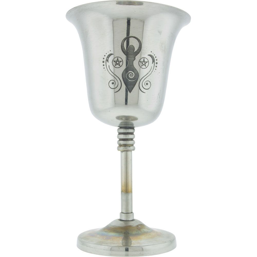 6&quot; Stainless Steel Chalice / Goblet - Engraved Goddess, SKU KH-64518, UPC 700317312260