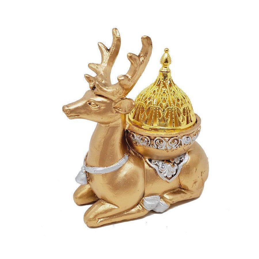 5&quot; Gold Deer Incense Burner or Candle Holder, SKU C00-CCH-GD, UPC 700317372165