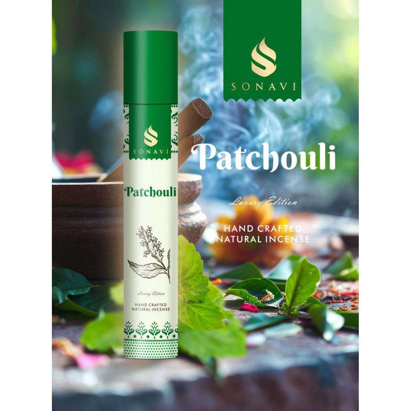 SONAVI Luxury Edition Incense Sticks - Patchouli (50 Grams), SKU SA-PA50, UPC 700317380665