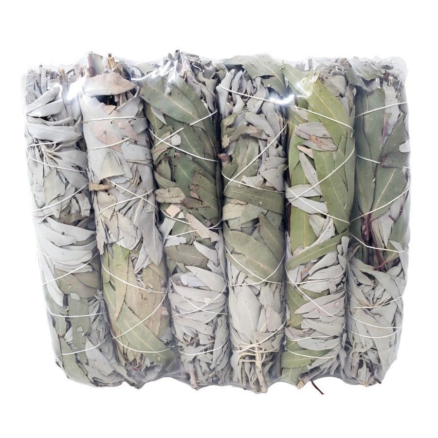 8-9&quot; Eucalyptus &amp; White Sage Smudge Stick, SKU L02-26-WS1-EU-1, UPC 700317378389