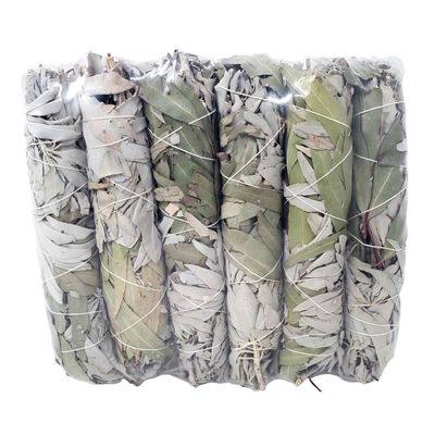 8-9&quot; Eucalyptus &amp; White Sage Smudge Stick, SKU L02-26-WS1-EU-1, UPC 700317378389