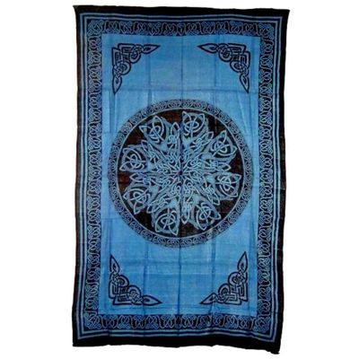 72&quot; x 108&quot; Knot Mandala Blue &amp; Black Tapestry, SKU X034-CPS-KMB, UPC 700317379959