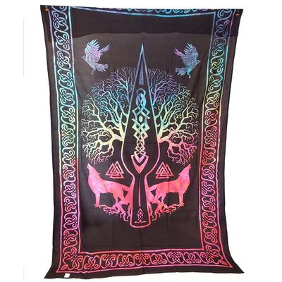 72&quot; x 108&quot; Celtic Athame Wolf Tie Dye Tapestry, SKU CPS-WOLF, UPC 700317304609