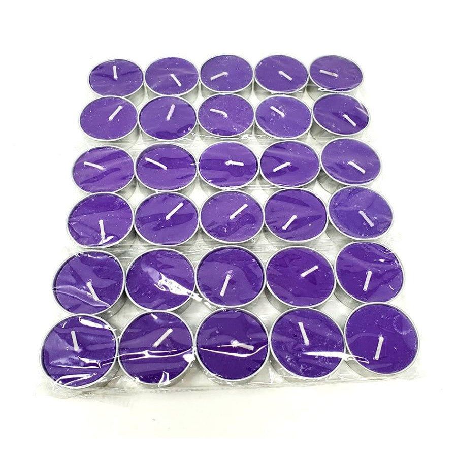 Tealight Candles - Unscented Purple (Pack of 30), SKU T02-11-TL-30 Purple, UPC 700317385141