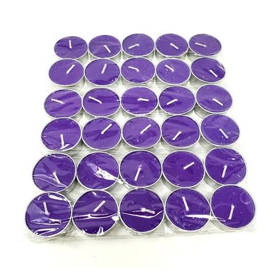 Tealight Candles - Unscented Purple (Pack of 30), SKU T02-11-TL-30 Purple, UPC 700317385141