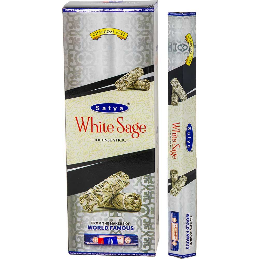 White Sage Satya Hexagonal Incense Sticks 20 gram, SKU KH-73138-D6, UPC 700317389712