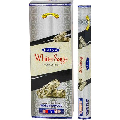 White Sage Satya Hexagonal Incense Sticks 20 gram, SKU KH-73138-D6, UPC 700317389712
