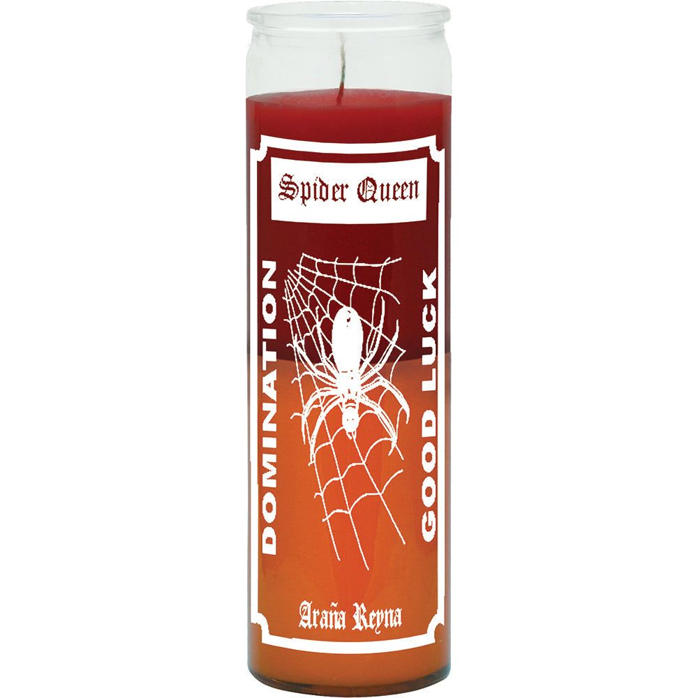 7 Day Glass Candle 2 Color Spider Queen - Red / Orange, SKU WP-576-847, UPC 700317392408