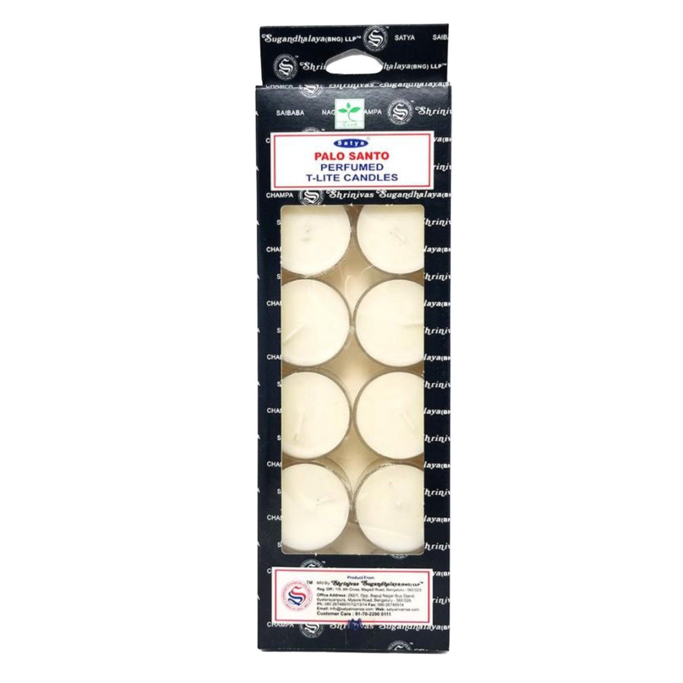 Satya Tealight Candles (12 in Box) - Palo Santo, SKU CDL-PSTL, UPC 700317303190