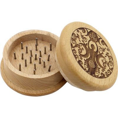 2.5&quot; Wood Herb Grinder - Goddess, SKU KH-44425, UPC 700317311928