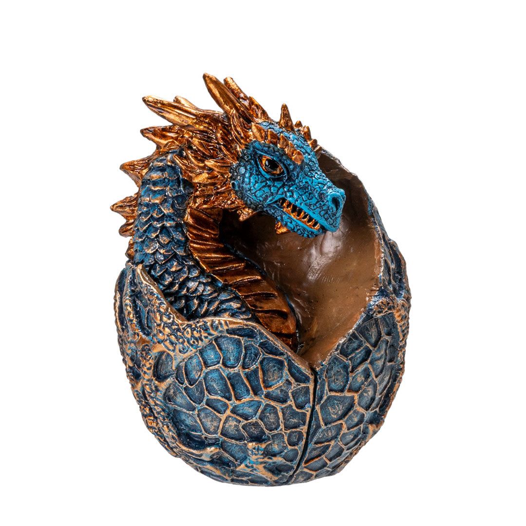 3.6&quot; Blue and Copper Dragon Hatchling Statue, SKU PG-16216, UPC 700317417170