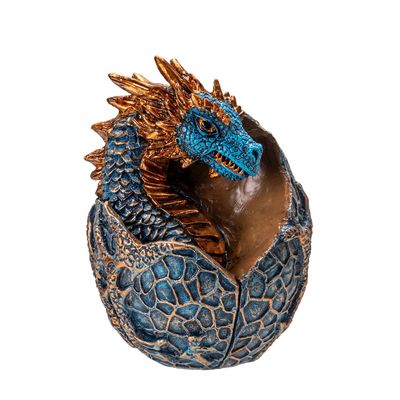 3.6&quot; Blue and Copper Dragon Hatchling Statue, SKU PG-16216, UPC 700317417170