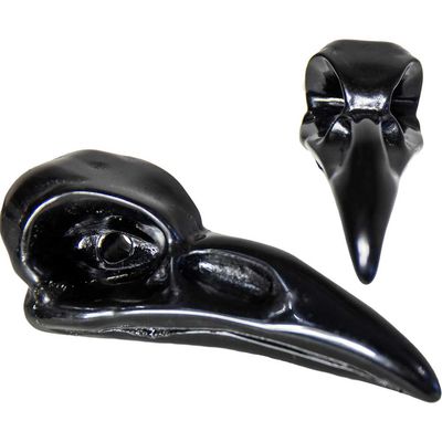 Black Obsidian Raven Skull, SKU KH-65165, UPC 700317374053