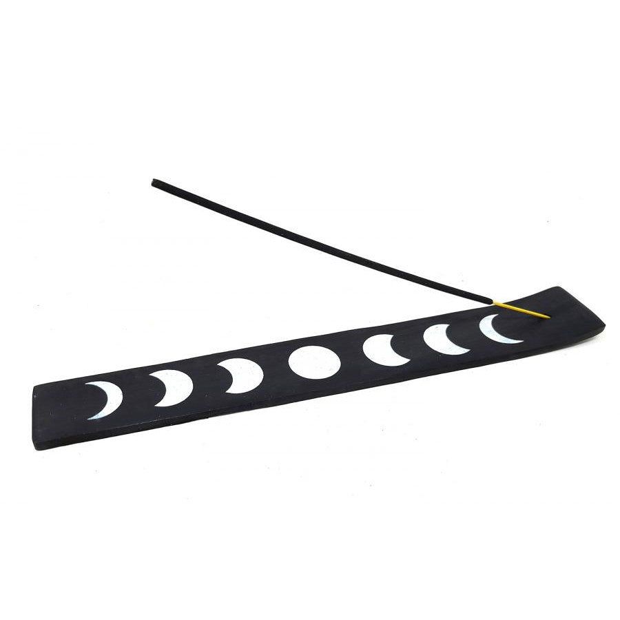 10&quot; Moon Phase Black Wood Stick Incense Ash Catcher, SKU ER3-MP-1, UPC 700317309529