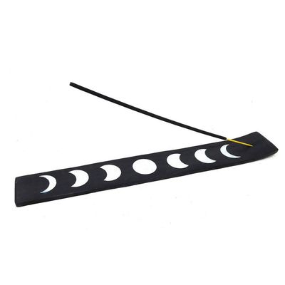 10&quot; Moon Phase Black Wood Stick Incense Ash Catcher, SKU ER3-MP-1, UPC 700317309529