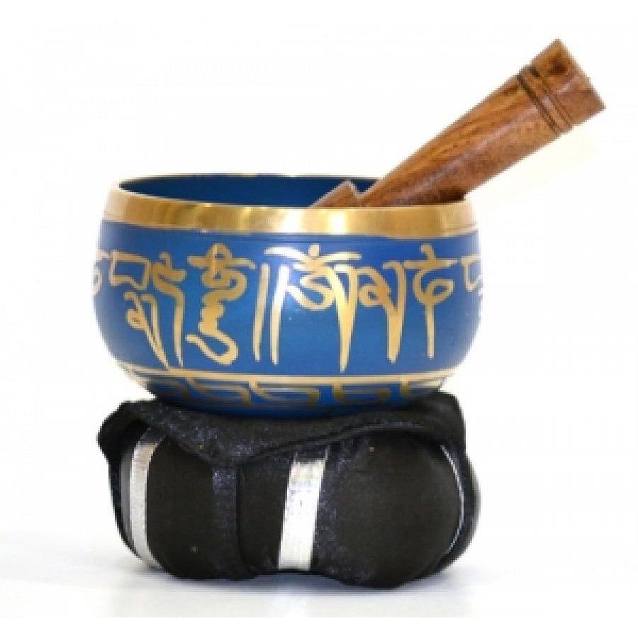 3&quot; Tibetan Singing Bowl with Cushion - Blue, SKU G02-SB3-B, UPC 700317370963