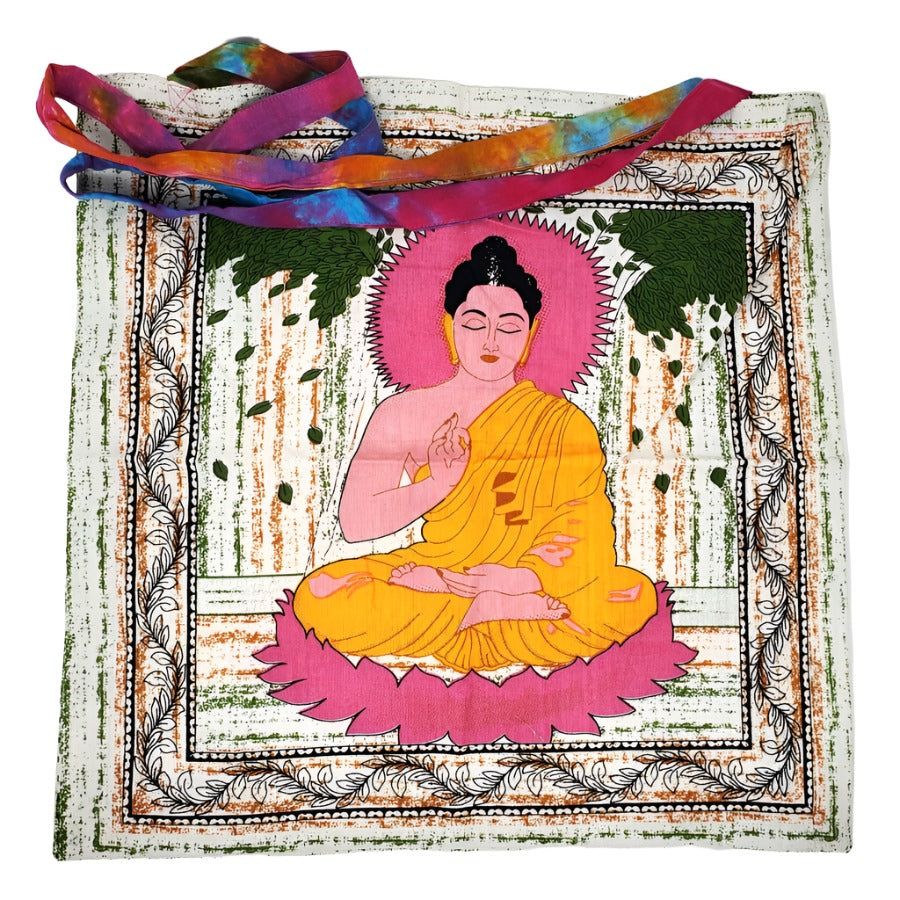 18&quot; x 18&quot; Meditating Buddha Multi Color Tote Bag, SKU Z036-SC74-BDA, UPC 700317380528