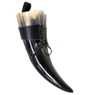 24 oz Authentic Medieval Viking Drinking Horn (Handcrafted with Leather Frog), SKU B00-MM08, UPC 70…