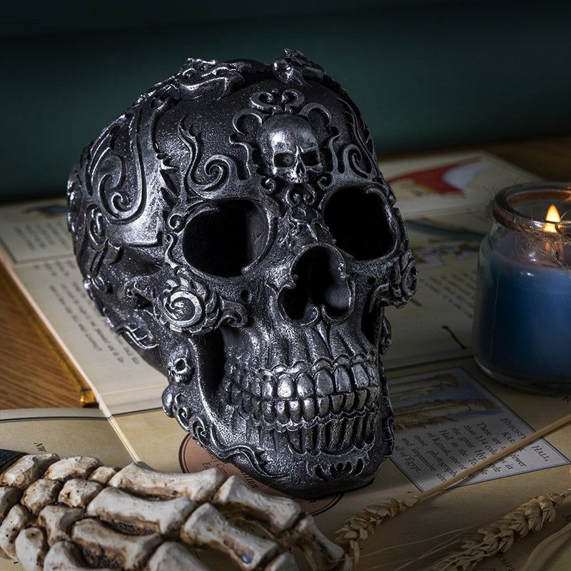 6.5&quot; Gothic Skull Statue, SKU PG-15370, UPC 700317300946