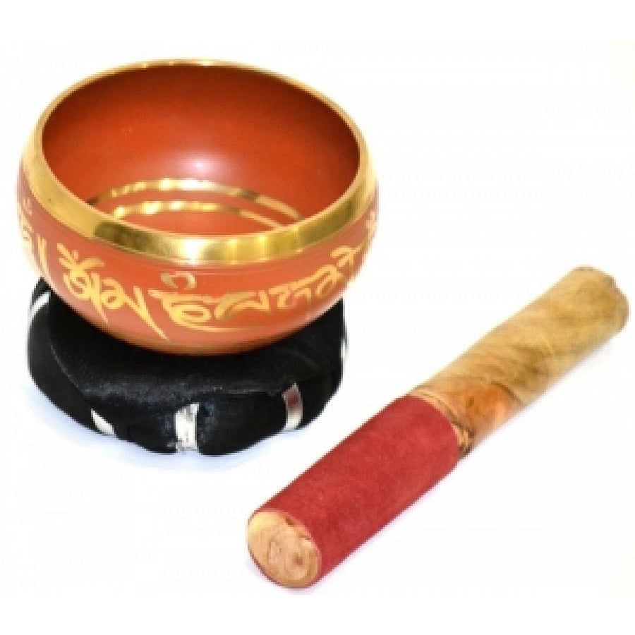 4&quot; Tibetan Singing Bowl with Cushion - Orange, SKU H07-SB4-O, UPC 700317382546