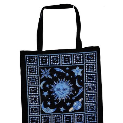 18&quot; x 18&quot; Zodiac Stars Blue Tie Dye Tote Bag, SKU Z011-SC74-ZB, UPC 700317380399