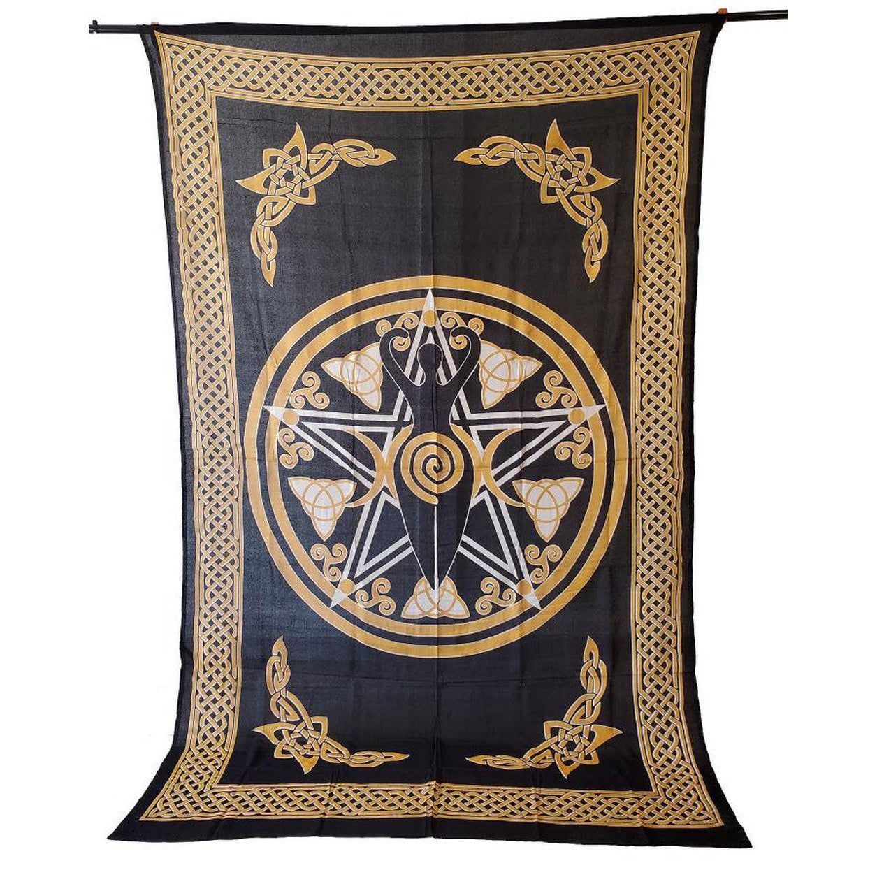 72&quot; x 108&quot; Goddess of Earth Gold Black Tapestry, SKU CPS-NPY, UPC 700317308935