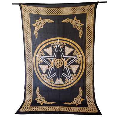 72&quot; x 108&quot; Goddess of Earth Gold Black Tapestry, SKU CPS-NPY, UPC 700317308935