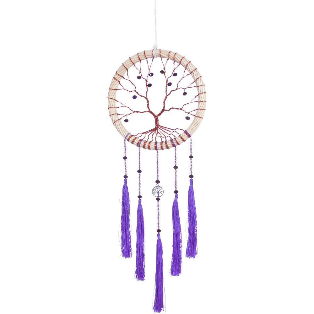 17&quot; Wired Tree of Life Dreamcatcher with Purple Tassels, SKU KH-30283, UPC 700317312086