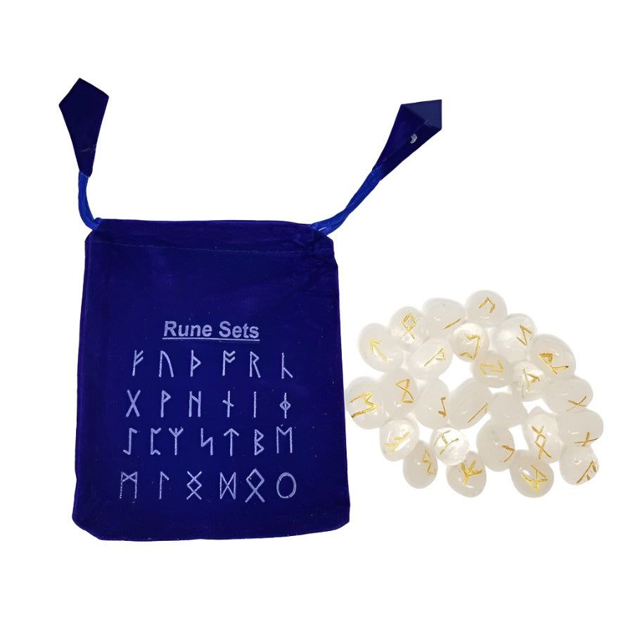 Gemstone Rune Set - Clear Quartz, SKU Rune-CQ, UPC 700317304654