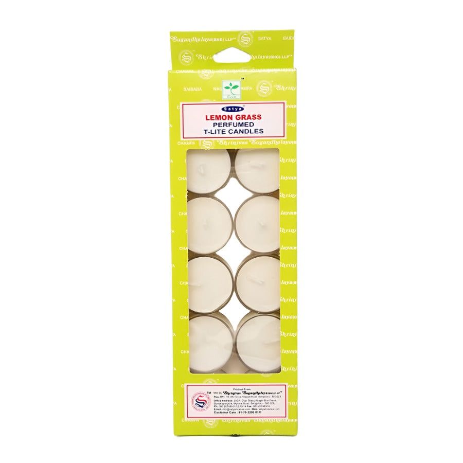 Satya Tealight Candles (12 in Box) - Lemongrass, SKU LGTL, UPC 700317302070