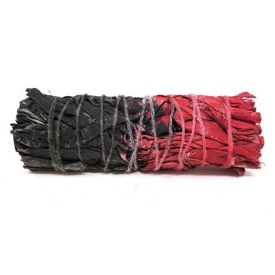 4&quot; Reversible Love White Sage Smudge Stick (Red/Black), SKU L01-12-MS1-N54-Red, UPC 700317354246