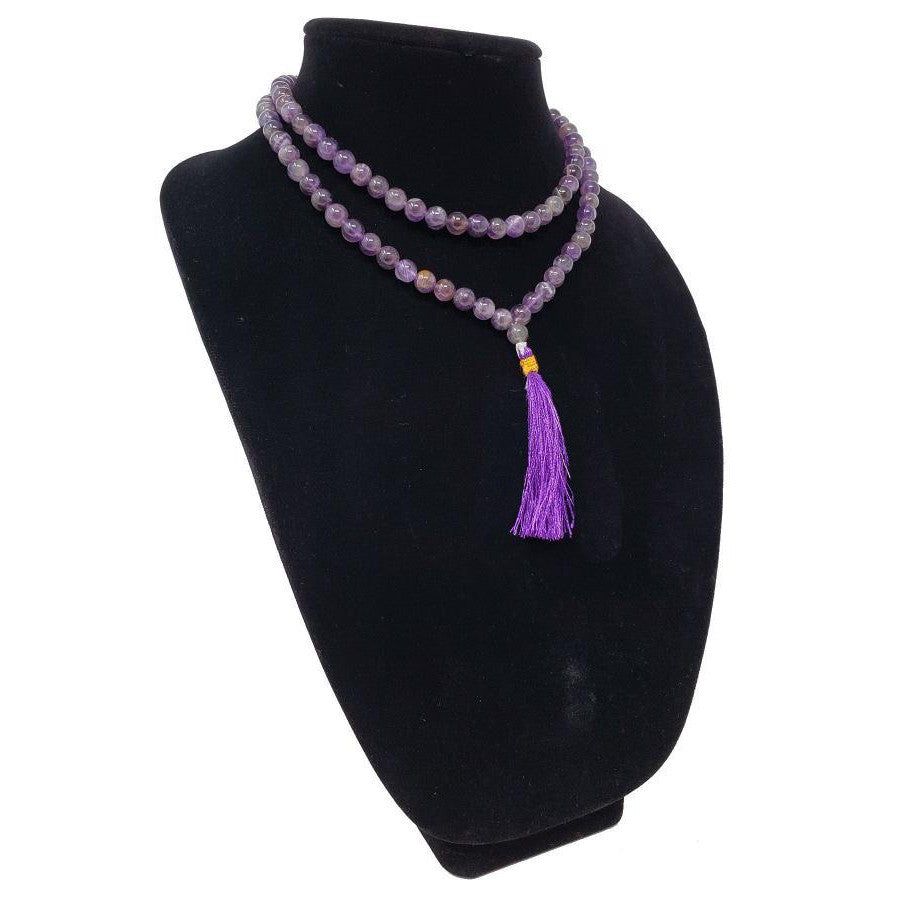 Mala Necklace or Prayer Beads - Amethyst (108 Beads), SKU QQ00-GJM-02, UPC 700317371410