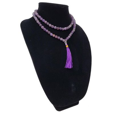 Mala Necklace or Prayer Beads - Amethyst (108 Beads), SKU QQ00-GJM-02, UPC 700317371410