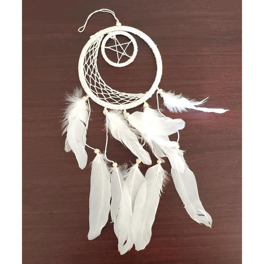 15&quot; Dream Catcher - Crescent Moon Pentagram, SKU S08-52-DC105, UPC 700317383574