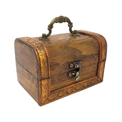 5.5&quot; Antique Wooden Chest, SKU A02-01-ABX-06, UPC 700317393252