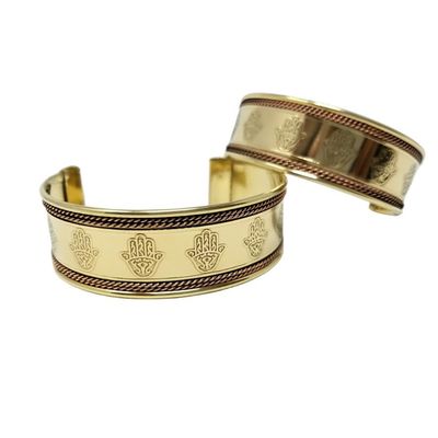 Copper &amp; Brass Bracelet - Hamsa Hand, SKU H01-09-111H-1, UPC 700317379072