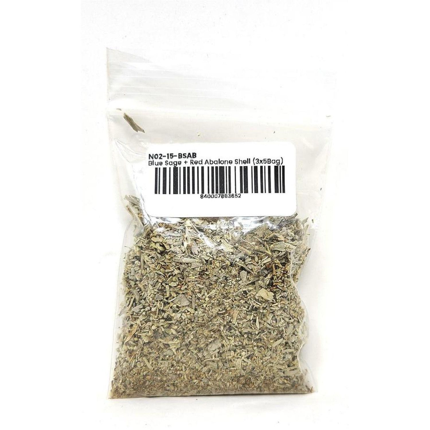 Blue Sage Loose with Red Abalone Shell, SKU N02-15-BSAB, UPC 700317378075
