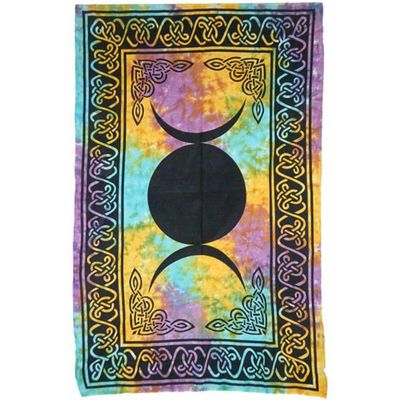 54&quot; x 86&quot; Triple Moon Tie Die Tapestry, SKU X223-TST-TPM, UPC 700317380139