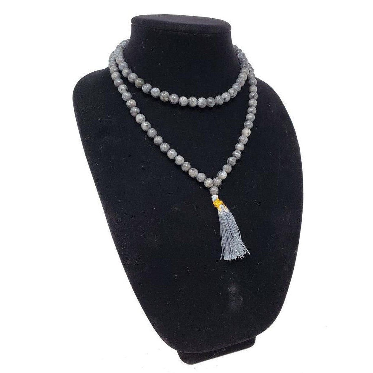 Mala Necklace or Prayer Beads - Larvikite (108 Beads), SKU QQ00-GJM-15, UPC 700317371229