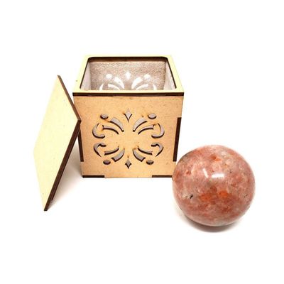 40-55 mm Gemstone Sphere with Box - Sunstone, SKU Sphere-14, UPC 700317311324