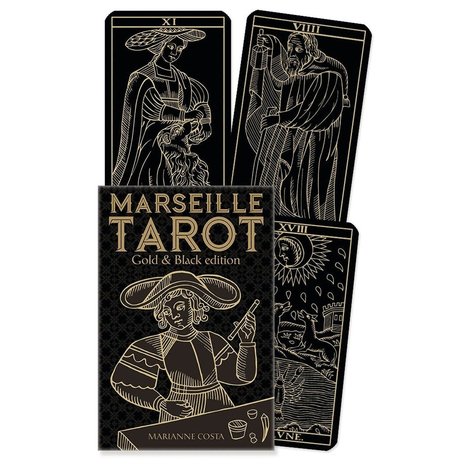 Marseille Tarot - Gold and Black Edition by Marianne Costa, SKU LW2135, UPC 700317313328