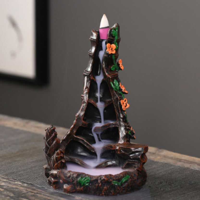 7.5&quot; Forest Waterfall Backflow Cone Incense Burner, SKU C04-03-BFL-36, UPC 700317380818