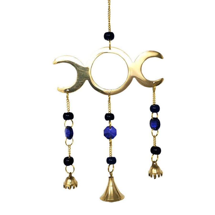 9&quot; Triple Moon Brass Wind Chime, SKU F04-084-7523, UPC 700317377962