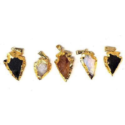 1&quot; Electroplated Assorted Gemstone Arrowhead Pendant, SKU QQ186-P196-1, UPC 700317379287