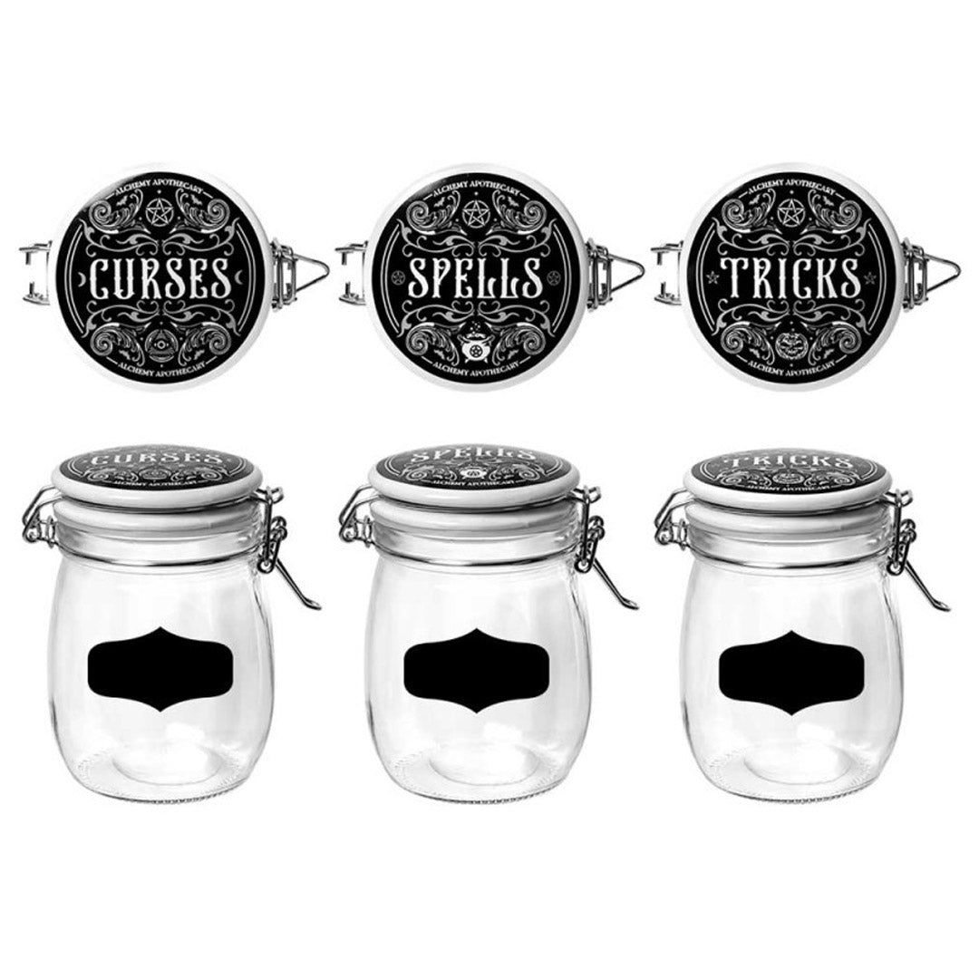 Curses, Spells, Tricks Spell Bottle Jars (Set of 3), SKU PG-16140, UPC 700317419341