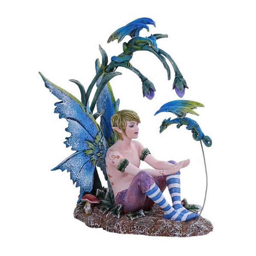 7.5&quot; Amy Brown Fairy Statue - Boy and His Dragon, SKU PG-12950, UPC 700317413073