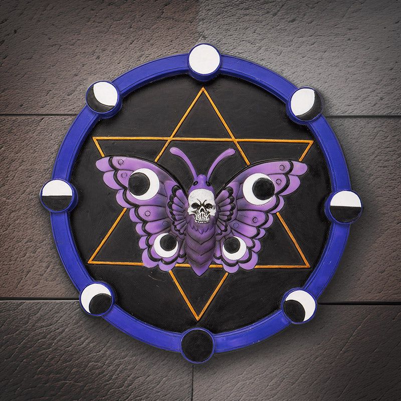 7.8&quot; Skull Moth Wall Plaque, SKU PG-15393, UPC 700317355342